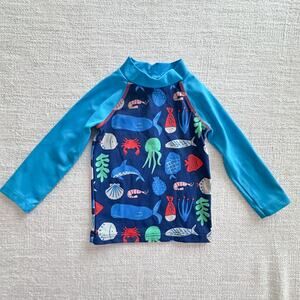 Baby Boden Ocean Print Long Sleeve Rash Guard Swim Shirt EUC 6-12mo